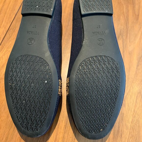 Vivaia shoe, lofer, slide on, never worn, sz 37,cheetah embroidery, navy, - Picture 4 of 16